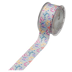 JΚ Home Décor - Κορδέλα Γκρο Βαμβακερή Butterflies Βεραμάν 3.8cmX9m