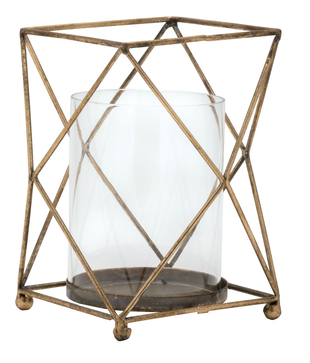 JΚ Home Décor - Κηροπήγιο Μεταλλικό με Γυαλί Λευκό 18x18x18.5cm