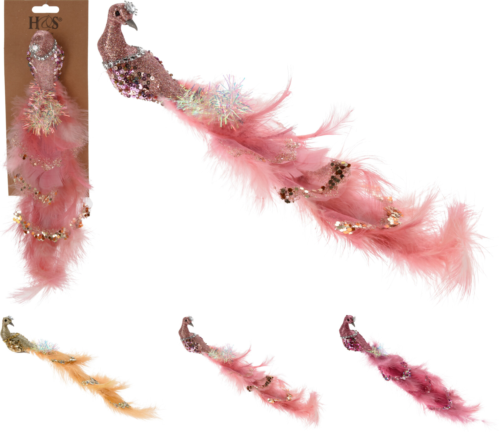 JΚ Home Décor - Στολίδι Παγώνι Με Κλιπ 9x24x6cm 3Σχδ