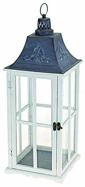 JΚ Home Décor - Φανάρι Ξύλινο Λευκό 33x95cm