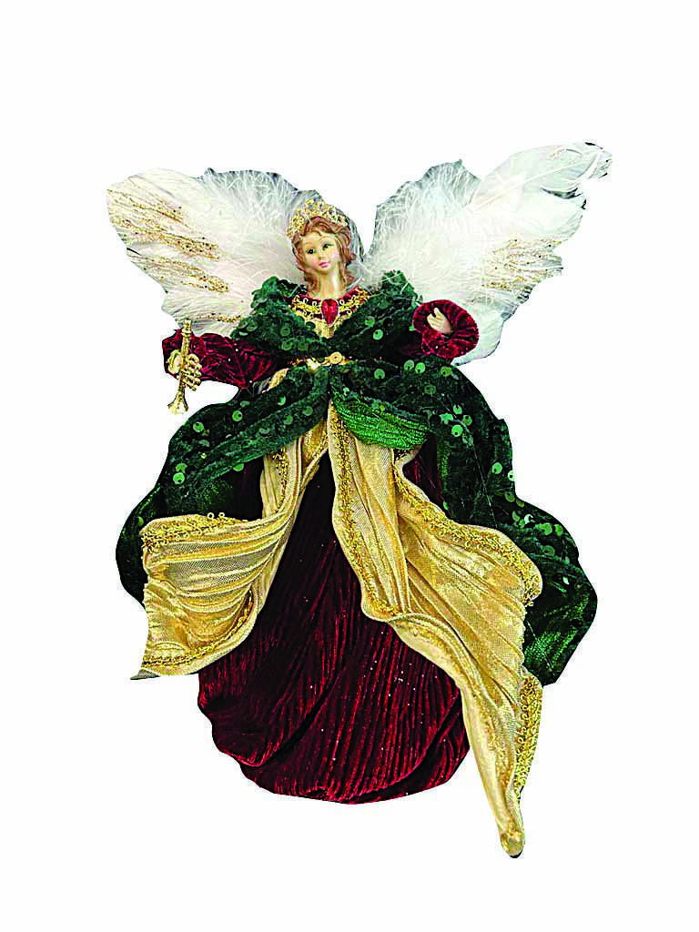 JΚ Home Décor - Άγγελος Κορυφή Δέντρου Μπορντώ 27cm