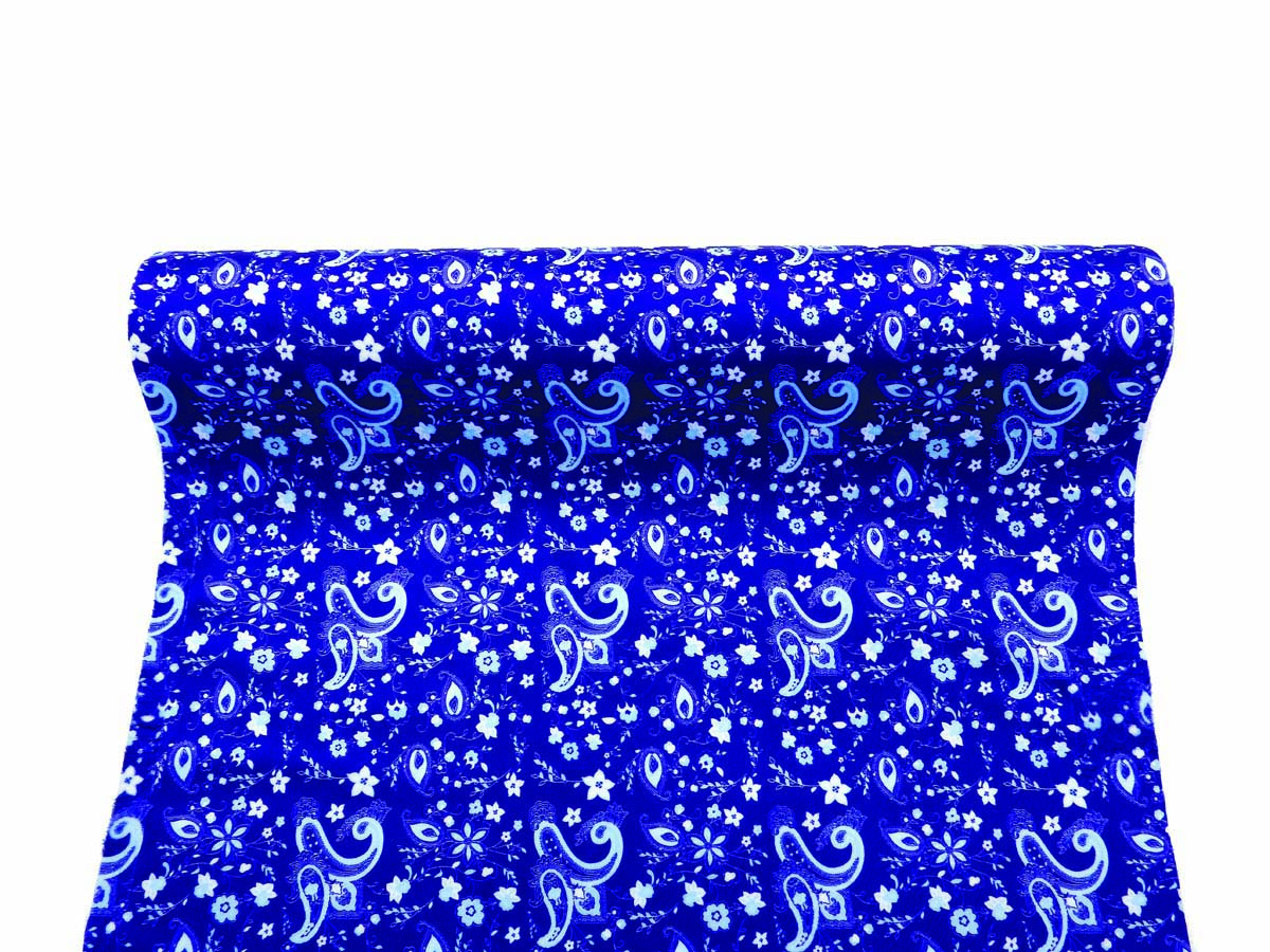 JΚ Home Décor - Ύφασμα Μπλε Holland Velvet Paisley 50cmX3m