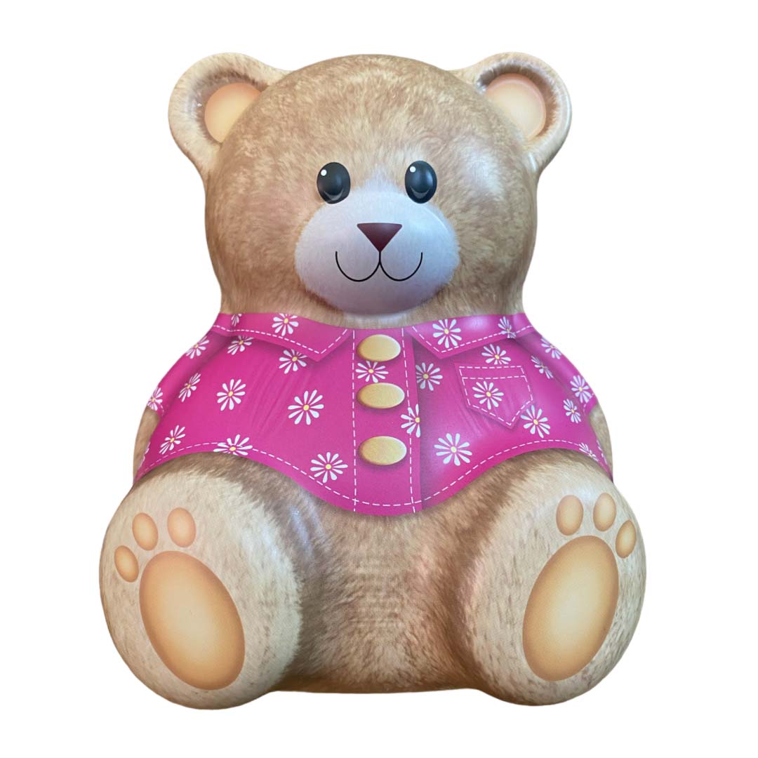 JK Home Décor - Κουτί Μεταλλικό Αρκουδάκι Με Ροζ 13.5x9x16cm