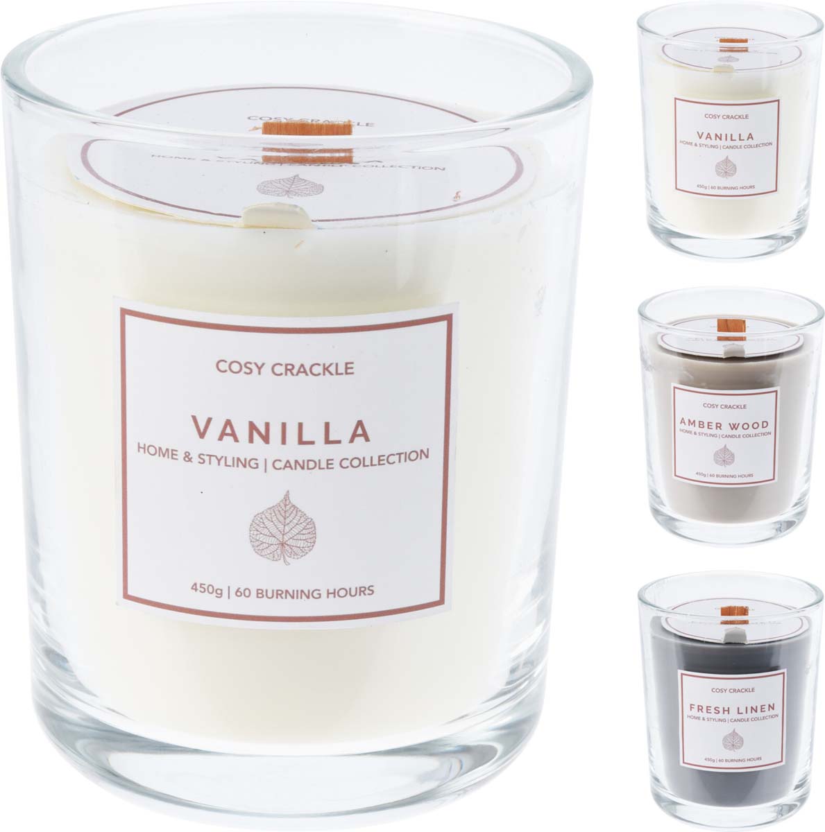 JK Home Décor - Κερί Αρωματικό Cosy Crackle σε Γυαλί 10x12.5cm 3Σχδ