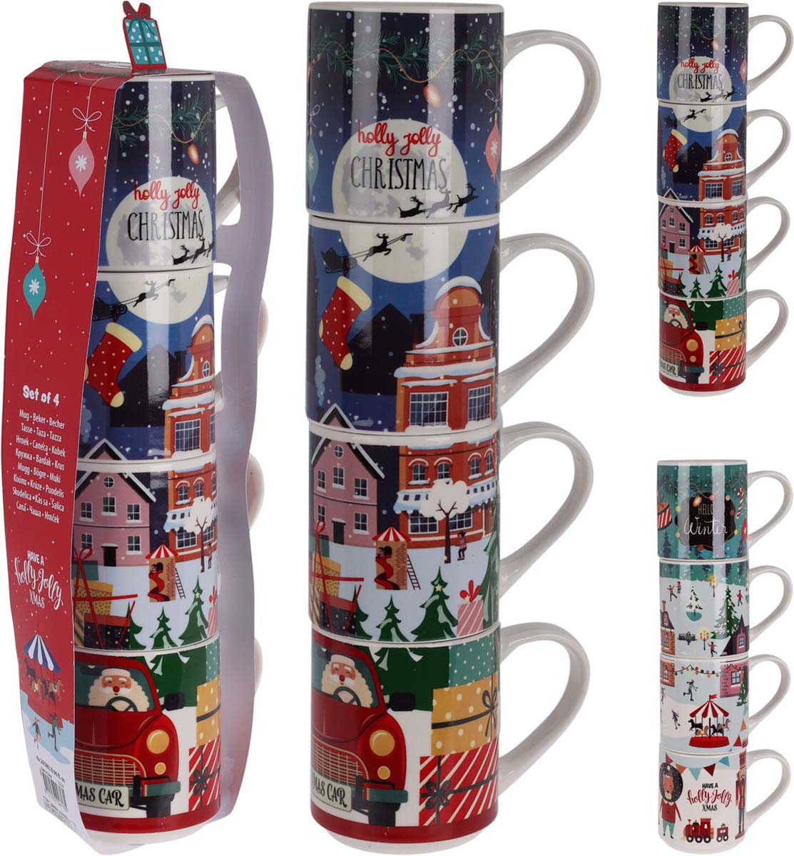 JK Home Décor - Κούπα Χριστουγέννων από Πορσελάνη 265ml 11x8cm 2Σχδ S/4