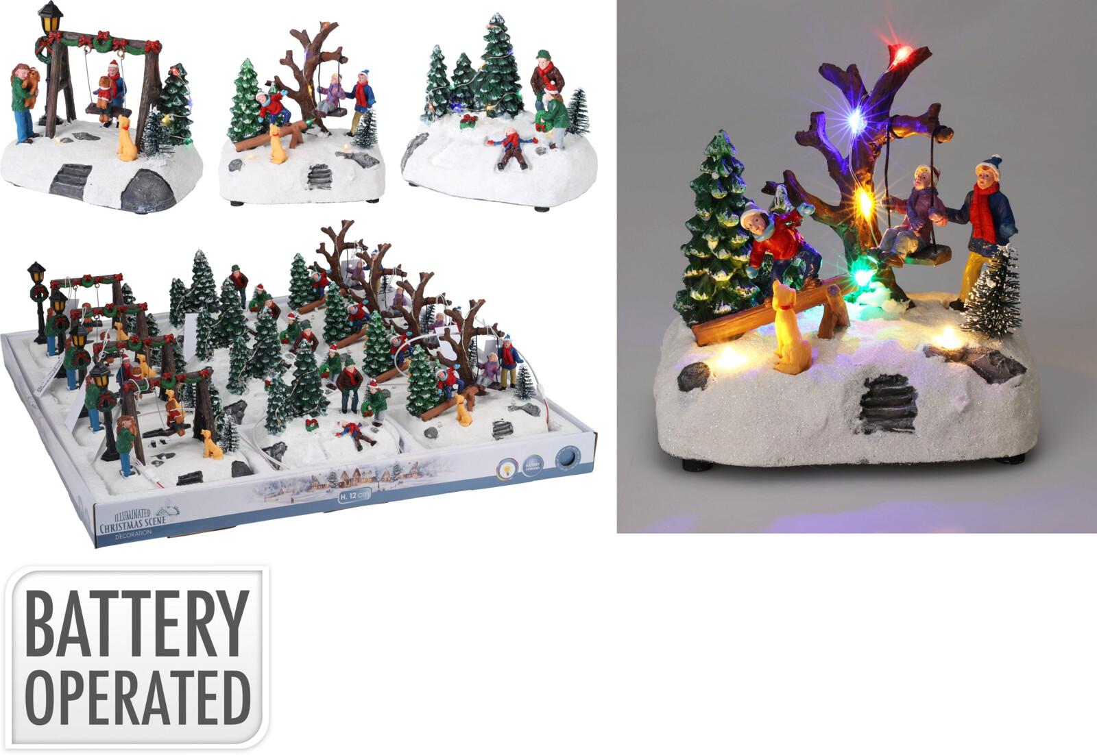 JK Home Décor - Σκηνικό Χριστουγέννων 13x10x12.5cm 3Σχδ