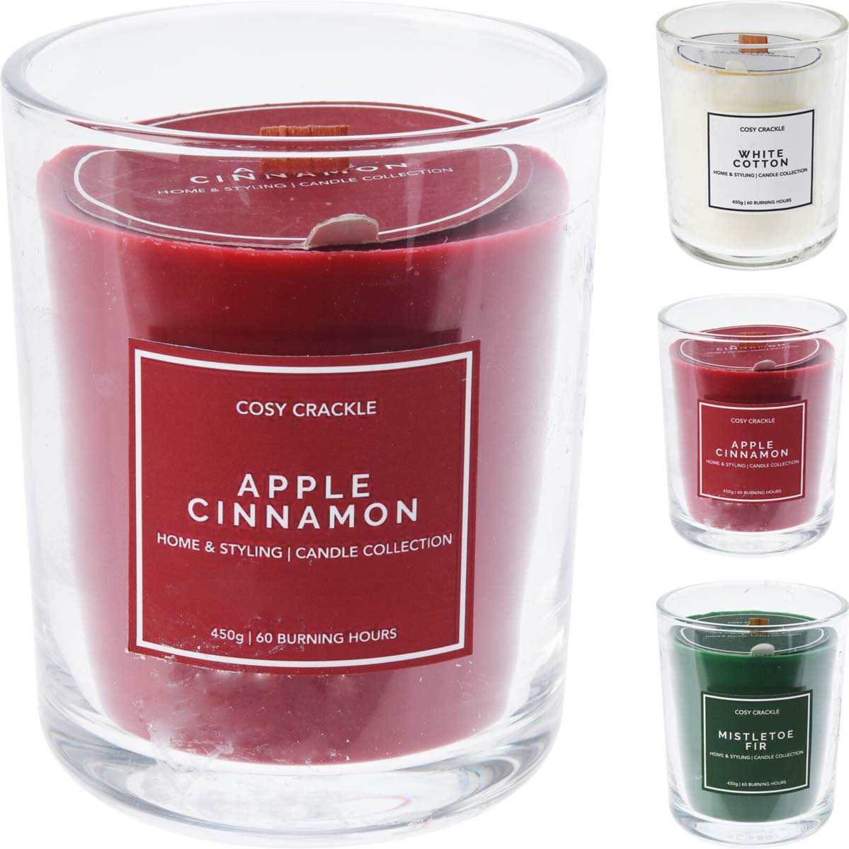 JK Home Décor - Κερί Αρωματικό Cosy Crackle σε Γυαλί 10x12.5cm 3Σχδ