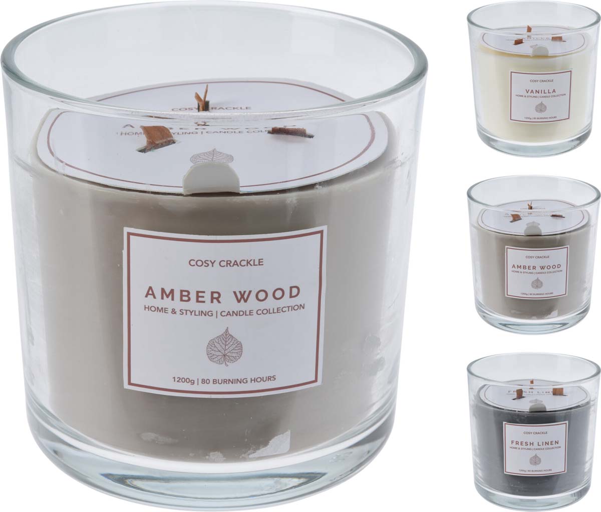 JK Home Décor - Κερί Αρωματικό Cosy Crackle σε Γυαλί 15x15cm 3Σχδ