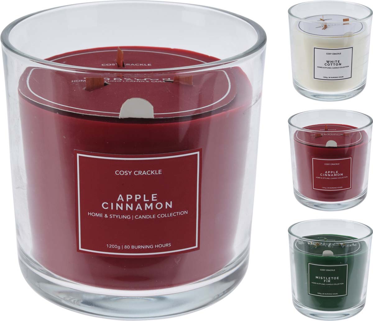 JK Home Décor - Κερί Αρωματικό Cosy Crackle σε Γυαλί 15x15cm 3Σχδ