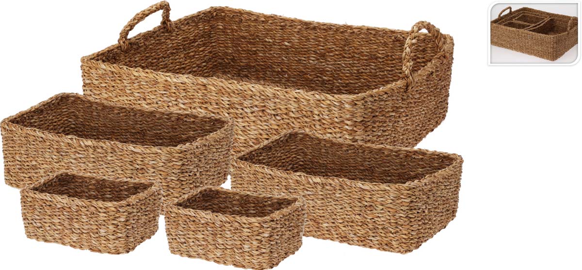 JK Home Décor - Καλάθι από Seagrass 1-50x40x15cm 2-21x16x9cm 2-36x24x12cm S/5