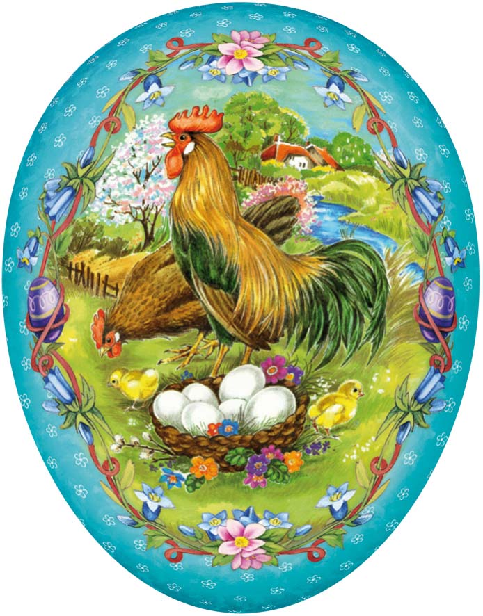 JK Home Décor - Αυγό Χάρτινο Ανοιγόμενο Chicken Family 35cm