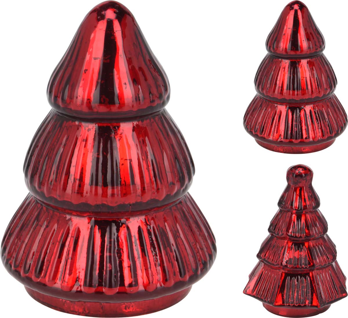 JK Home Décor - Δέντρο από Γυαλί Κόκκινο 9x13cm 2Σχδ