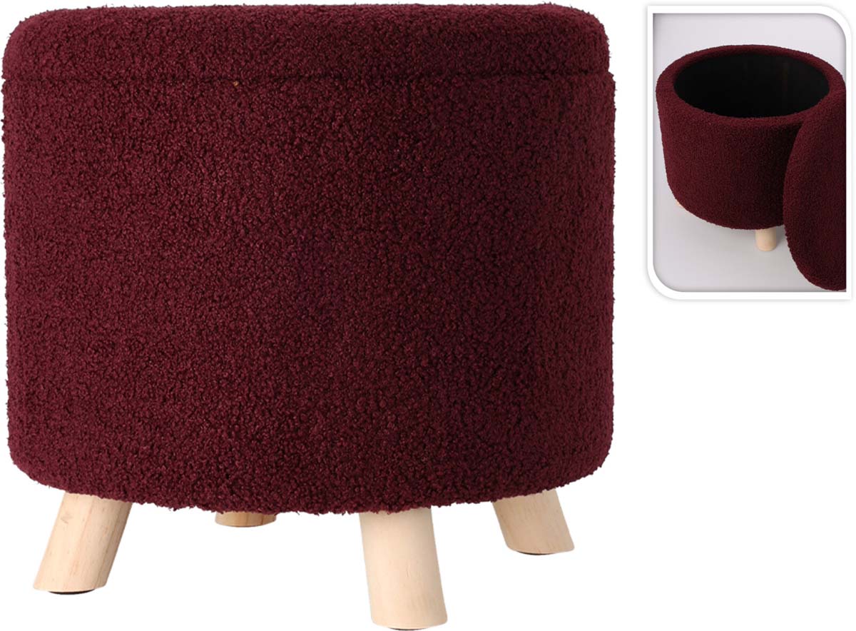 JK Home Décor - Σκαμπώ Αποθήκευσης Πρόβατο Βυσσινί 40cm