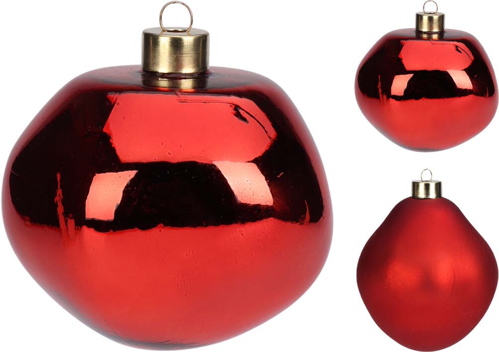 JK Home Décor - Μπάλα Βότσαλο Γυάλινη Κερασί 10cm 3Σχδ