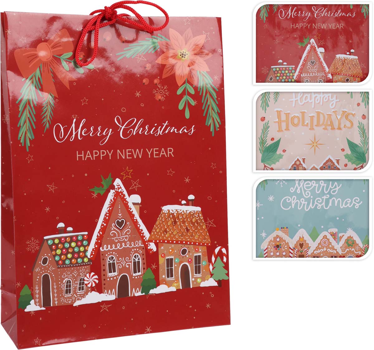JK Home Décor - Σακούλα Merry Christmas 11x6x16cm 3Σχδ