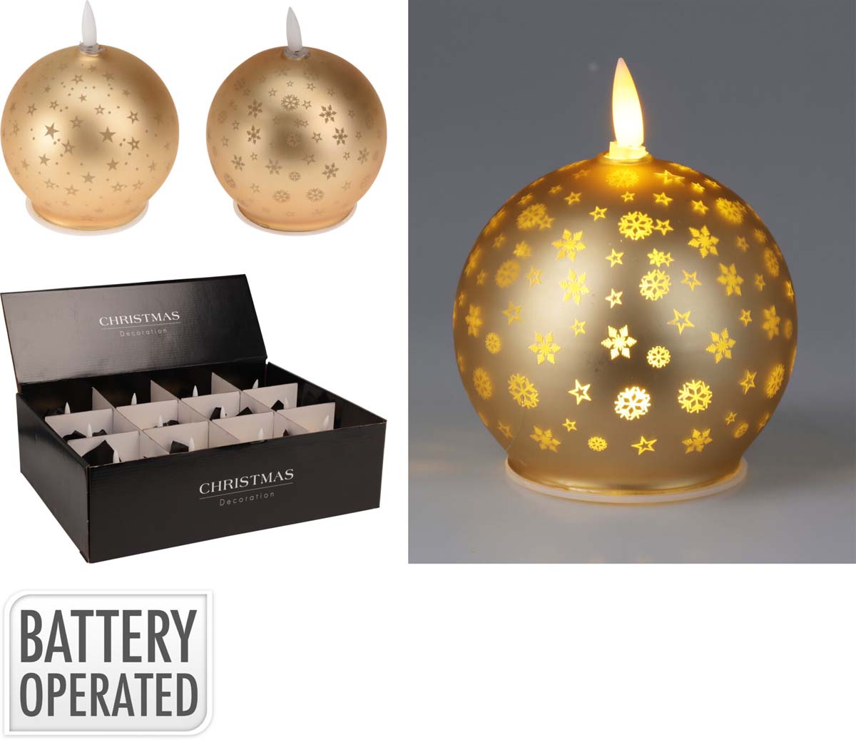 JK Home Décor - Κερί LED Μπάλα Χρυσό 10cm