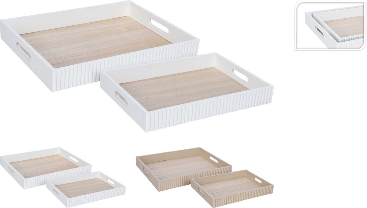 JK Home Décor -  Δίσκος από Ξύλο 32x25x2.5cm 2Σχδ S/2