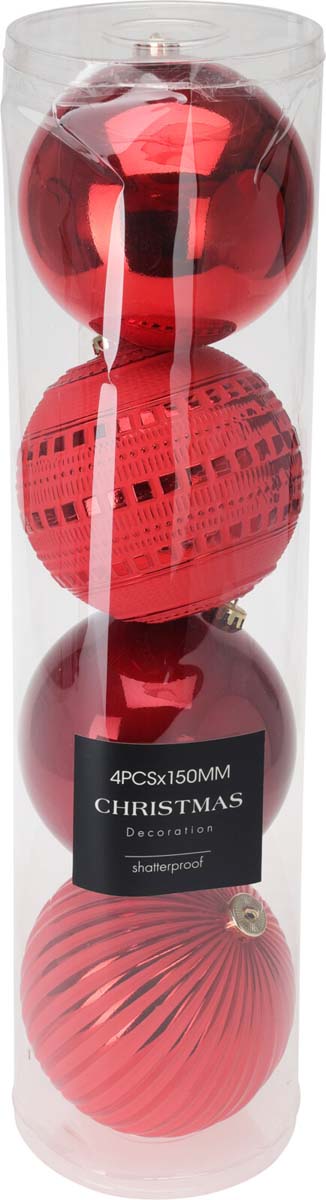 JK Home Décor - Μπάλα Κόκκινη Πλαστική 4x15cm S/4