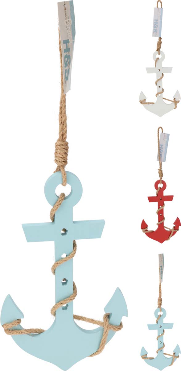 JΚ Home Décor - Άγκυρα Ξύλινη Κρεμαστή 39cm 3Σχδ