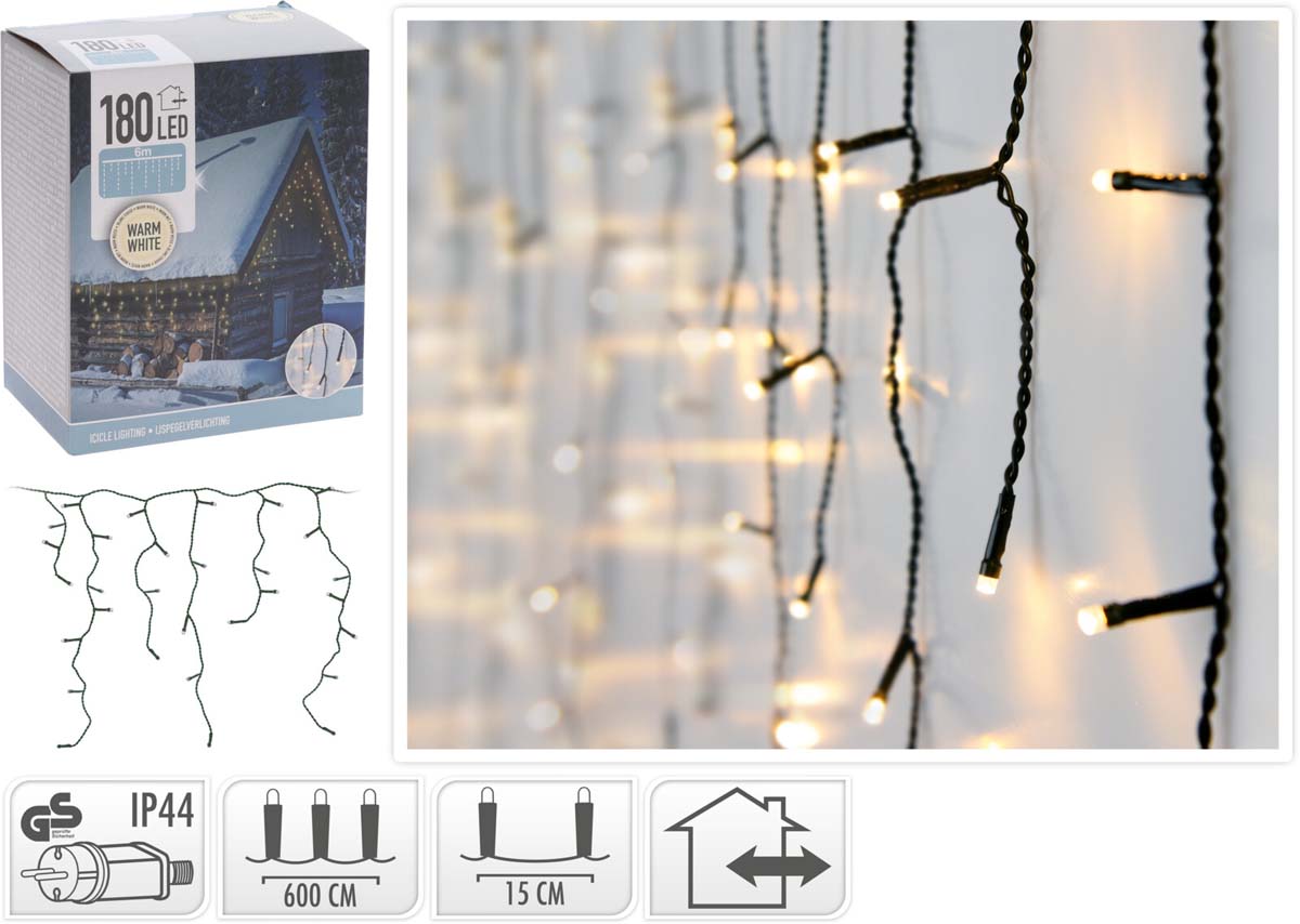 JK Home Décor - Λαμπάκια Βροχή WW 180LED 6M