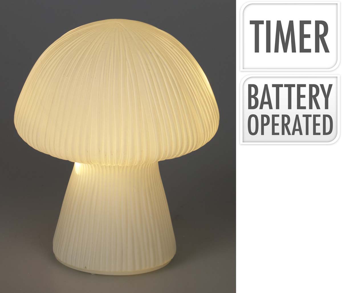 JK Home Décor - Μανιτάρι LED από Γυαλί Λευκό 12x15cm