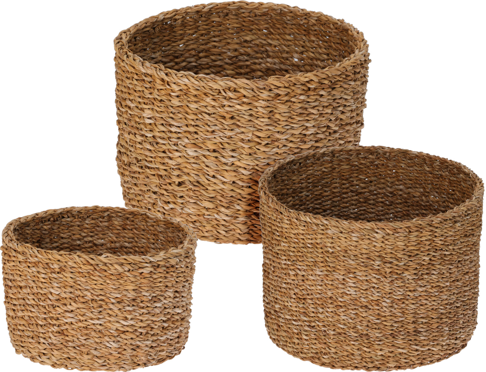 JΚ Home Decor - Καλάθι Στρογγυλό S/3 Θαλάσσιο Χόρτο