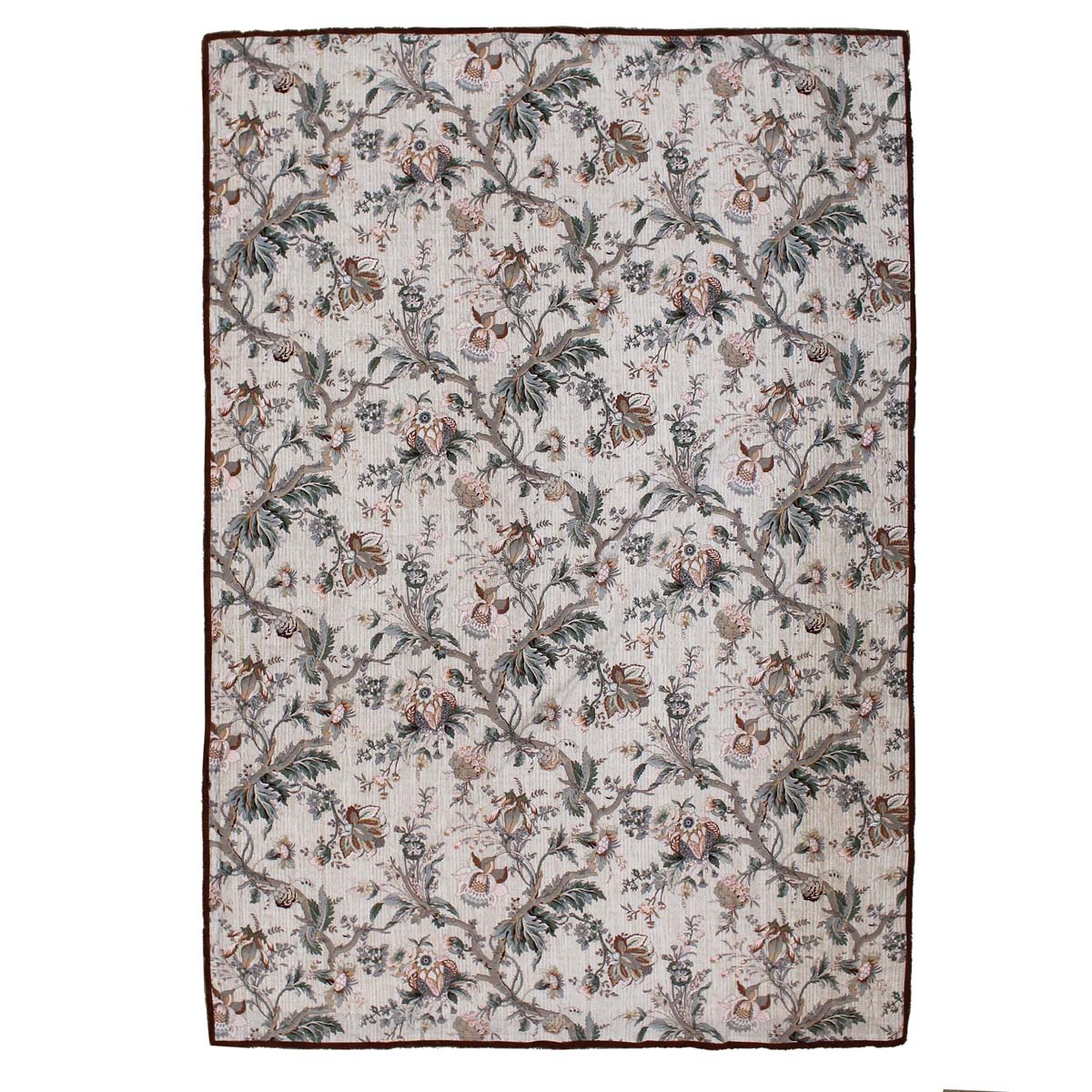 JΚ Home Décor - Τραπεζομάντηλο Λουλουδάτο Βαμβακερό Καφέ 150x210cm