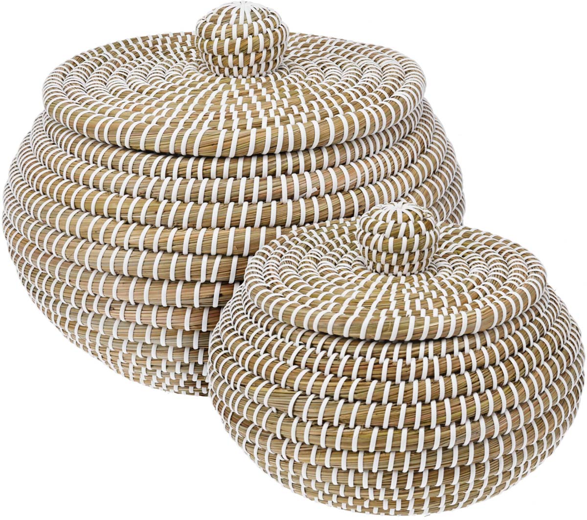 JK Home Décor - Καλάθι με Καπάκι από Seagrass 20-26x15-21cm S/2
