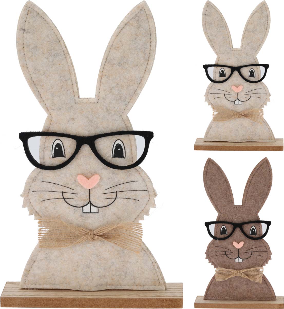 RABBIT FELT W GLASSES 25CM 2A