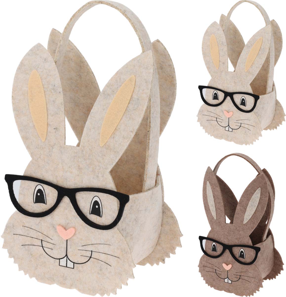 BASKET FELT BUNNY W GLASSES 2A