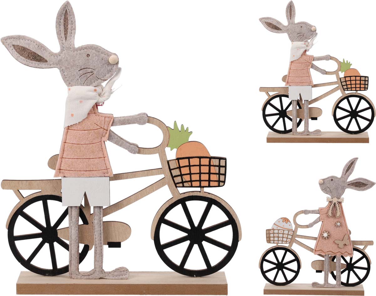 FELT RABBIT, WOOD BICYCLE (F1)