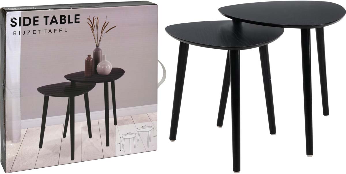JK Home Décor - Βοηθητικό Τραπέζι Μαύρο 60-80x30-40x35-45cm S/2