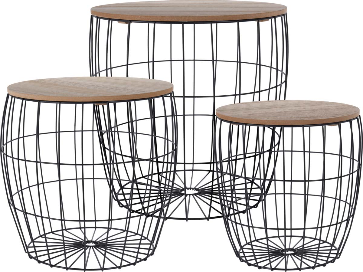 JK Home Décor - Βοηθητικό Τραπέζι από Μέταλλο & Ξύλο 37-42x37-41cm S/3