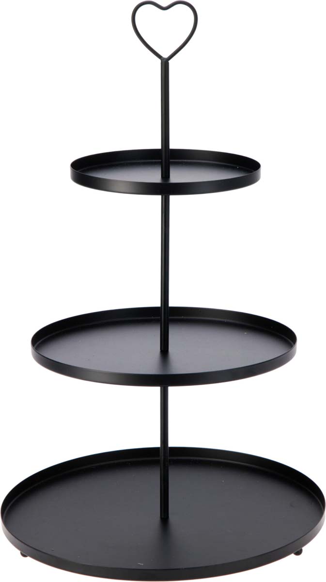 JK Home Décor - Εταζέρα 3-Επιπέδων με Καρδιά από Μέταλλο Μαύρο 30x48cm