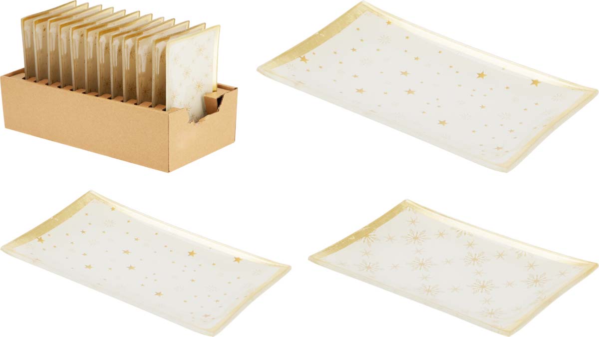 JK Home Décor - Πιατέλα από Γυαλί Χρυσό 10x14cm 2Σχδ
