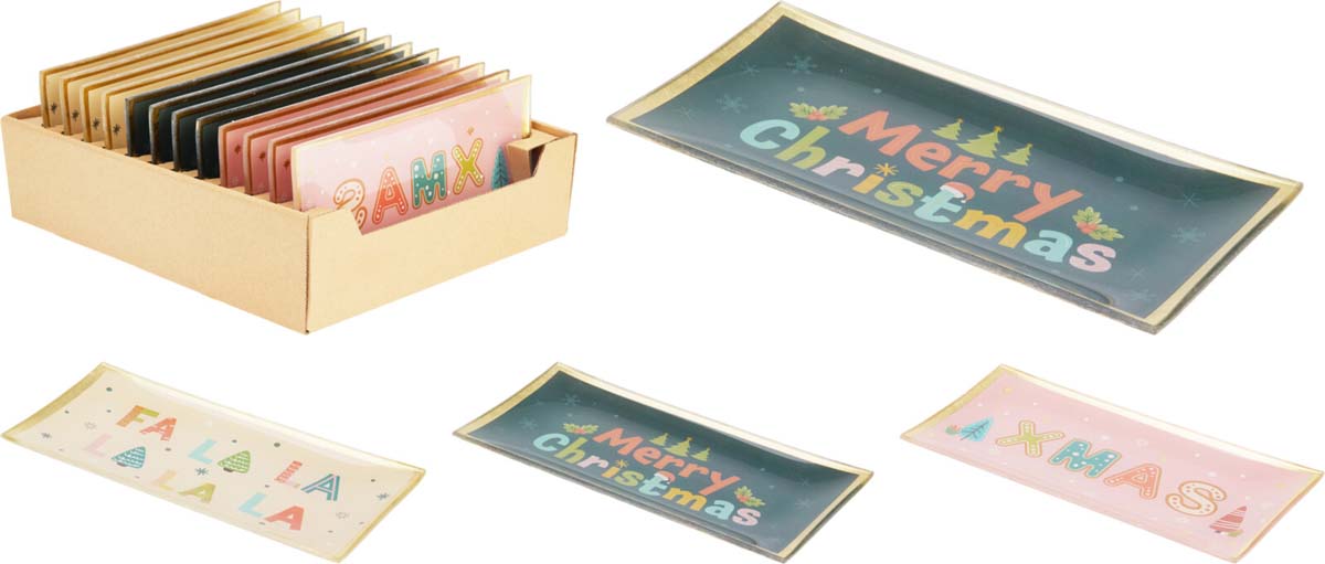 JK Home Décor - Πιατέλα από Γυαλί Xmas-Falala 10x20cm 3Σχδ
