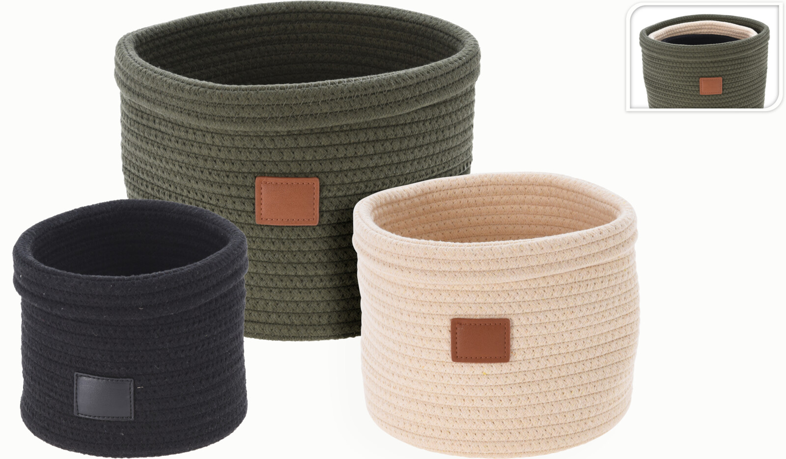 JΚ Home Décor - Καλάθια από Βαμβάκι 25x20-23x19-18x15cm S/3