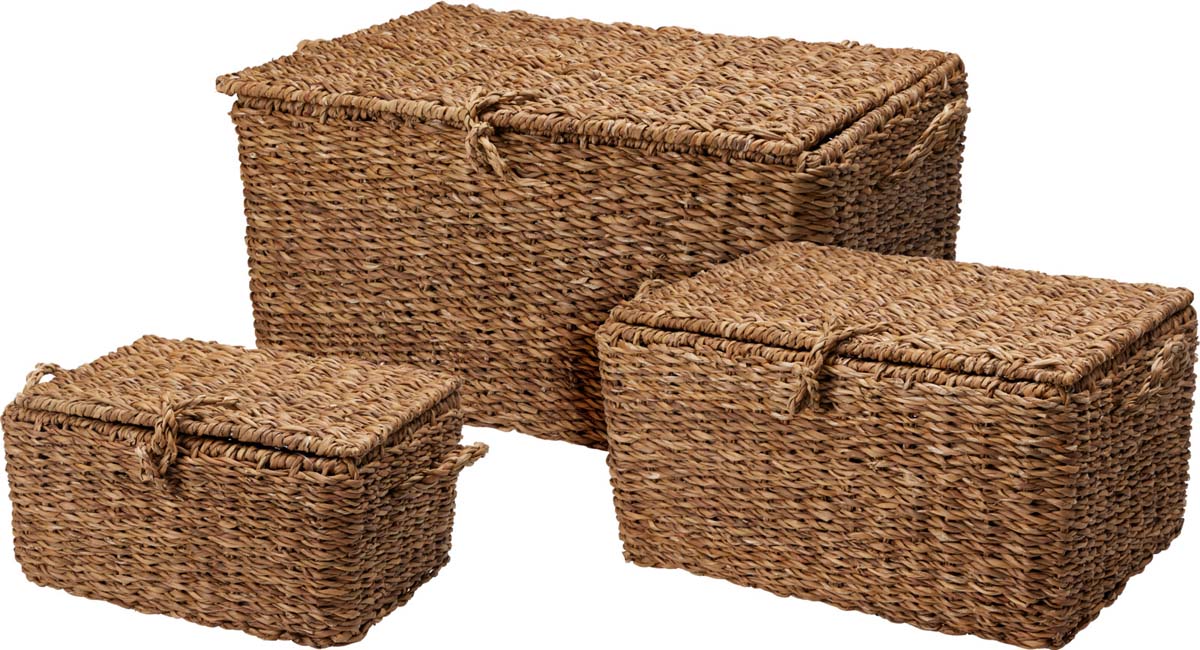 JK Home Décor - Καλάθι από Seagrass 30-50x22-30x15-25cm S/3