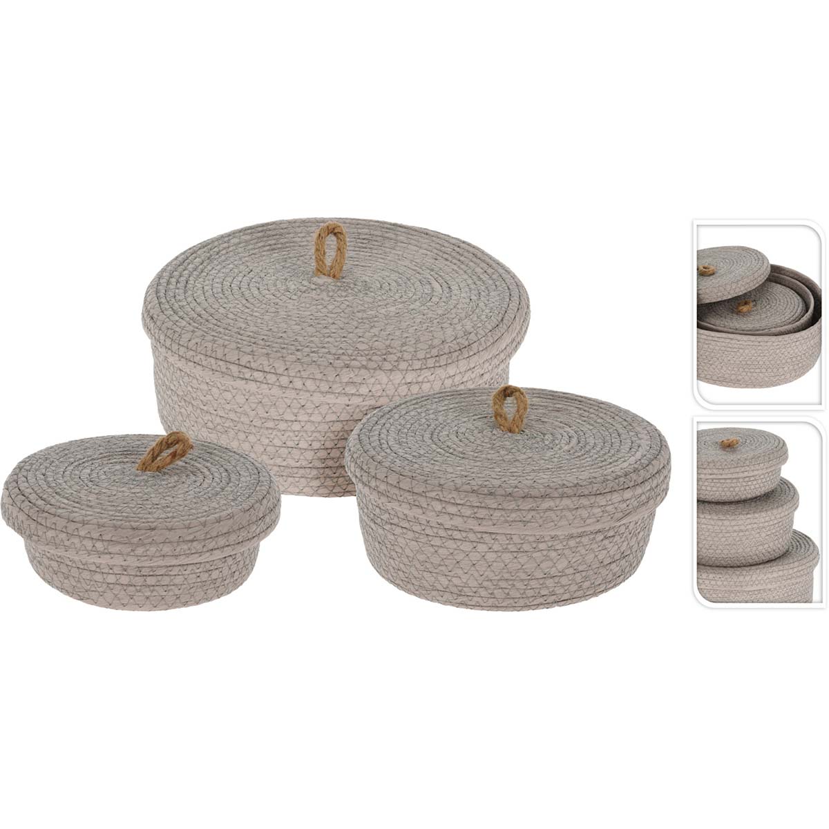 JΚ Home Décor - Καλάθι Χάρτινο με Καπάκι S/3