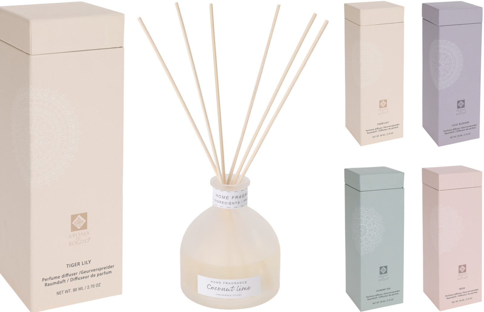 JK Home Décor Diffuser Glass 80ml 4Ass