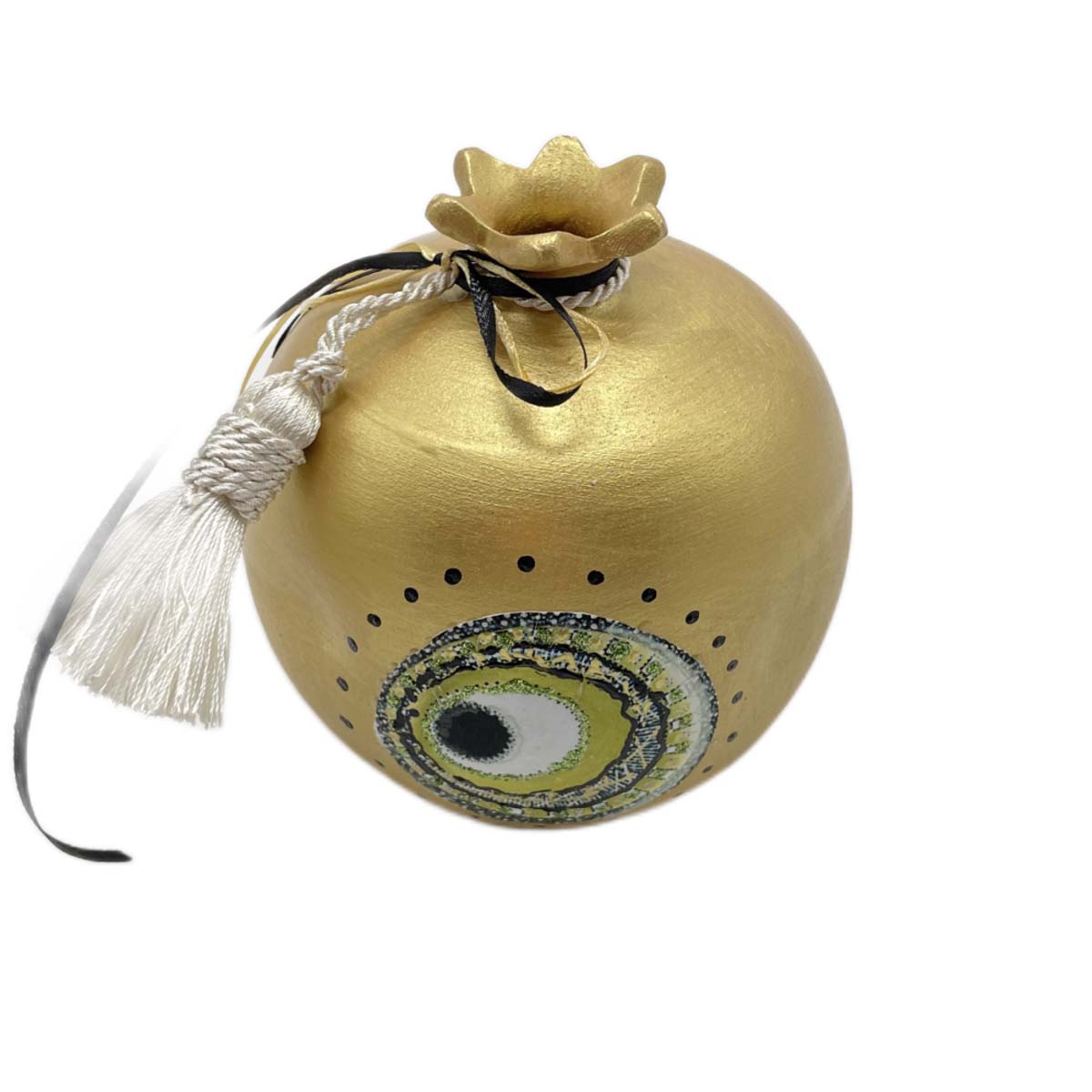 JΚ Home Décor - Ρόδι Κεραμικό Χρυσό 15cm