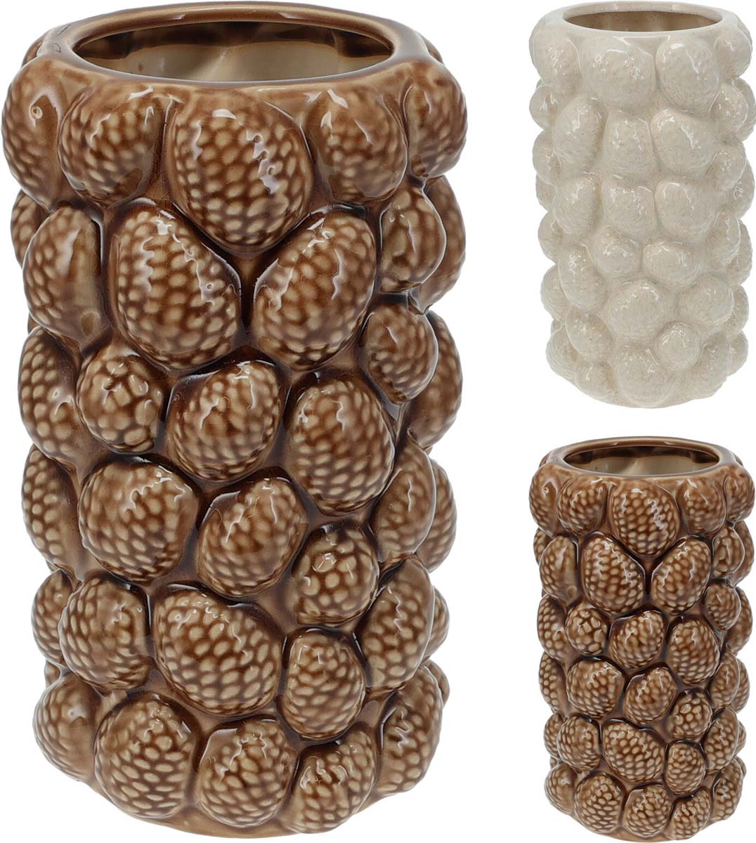 JK Home Décor - Βάζο με Κουκουνάρια Πήλινο 16x28cm 2Σχδ