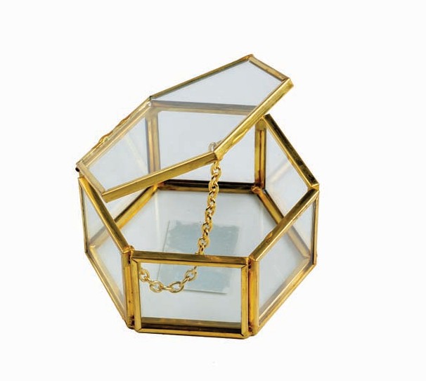 JK Home Décor - Κουτί Terrarium Χρυσό 8x4cm