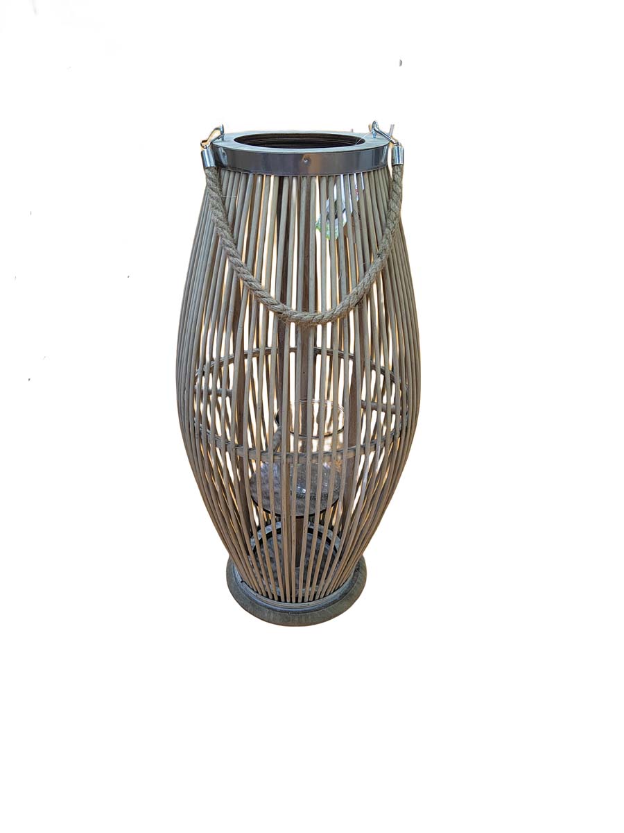 JK Home Décor - Φανάρι Bamboo Γκρι 24x50cm