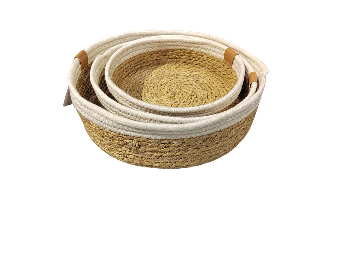 JK Home Décor - Καλάθι Seagrass Φυσικό 26-34x7-9cm S/3