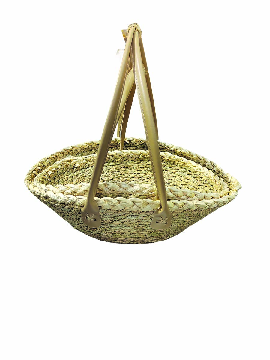 JK Home Décor - Καλάθι Seagrass με Λαβή Φυσικό 35-39x26-30x26-35cm S/2
