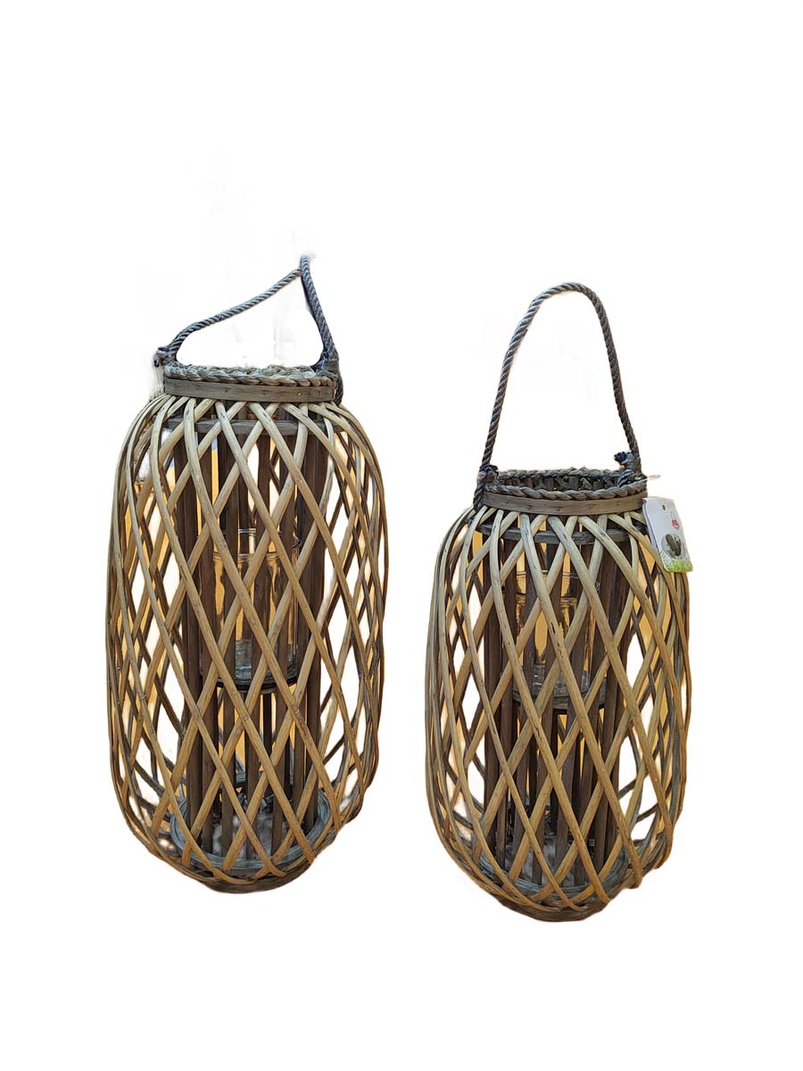 JK Home Décor - Φανάρι Ψάθινο με Κηροπήγιο 29x50cm