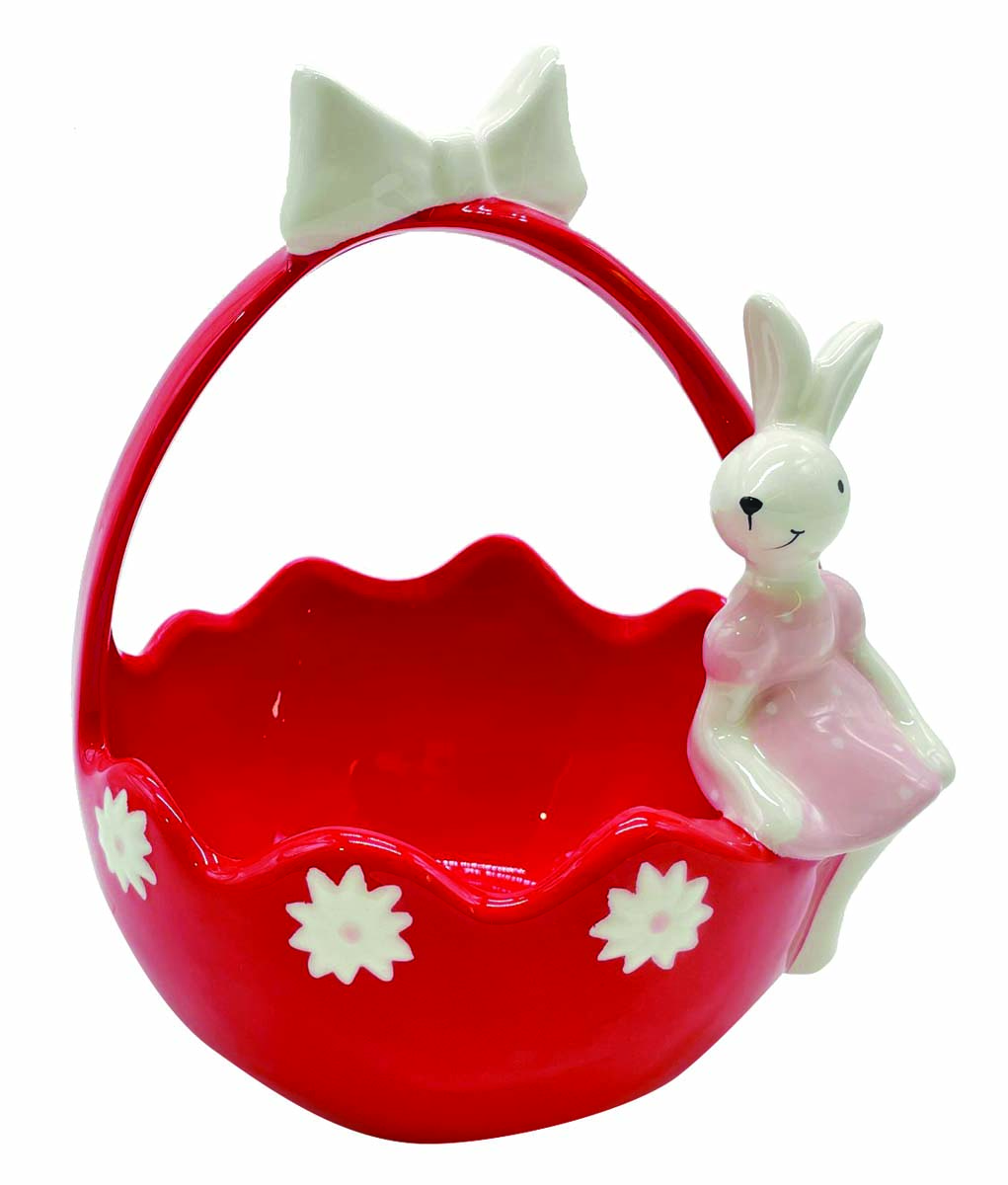 JK Home Décor - Καλάθι Κόκκινο Κεραμικό 17x15x18cm