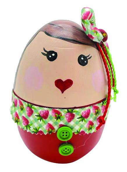 JK Home Décor - Αυγό Ανοιγόμενο Φράουλα 16cm