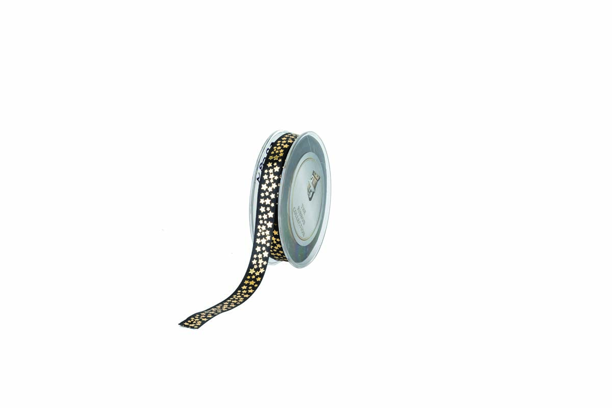 JK Home Décor - Κορδέλα Satin Shine Stars 1.3cmx23m Μαύρο